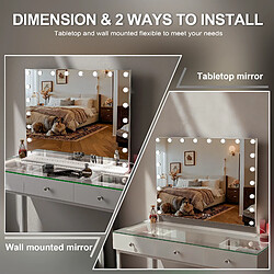 Avis FENCHILIN Miroir de maquillage hollywood coiffeuse mural avec lumière 100 x 80 cm - Port de charge USB pour les téléphones