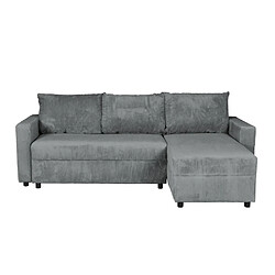 Weber Industries Canapé d'angle convertible et réversible avec coffre THEO en velours côtelé / Gris
