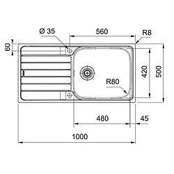 Evier à encastrer sous plan 60cm acier - 386745 - Spark - FRANKE