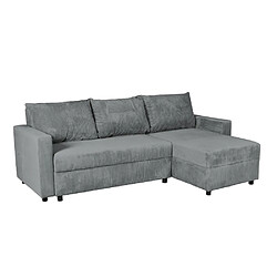 Weber Industries Canapé d'angle convertible et réversible avec coffre THEO en velours côtelé / Gris pas cher