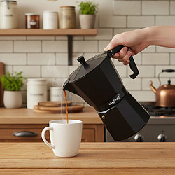 Cheffinger Cafetière Italienne 560ml 12 Tasses en Aluminium avec Poignée Ergonomique Noir