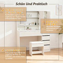 FENCHILIN Coiffeuse avec miroir LED 3 températures 110cm Blanc