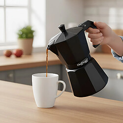 Cheffinger Cafetière Italienne 320ml 6 Tasses en Aluminium avec Poignée Ergonomique Noir