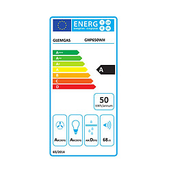 Hotte décorative murale 60cm 569m3/h blanc - GHP650WH - GLEM GAS