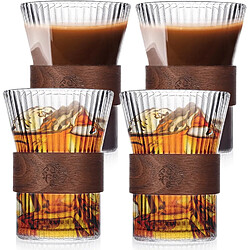 Vendos85 Ensemble Verres Latte Macchiato avec Porte-Gobelet Bois