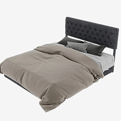 modfu Lit coffre 140x200 cm avec tête de lit, en tissu, gris pas cher