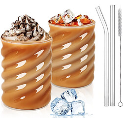 Vendos85 Lot de 2 Verres Borosilicate avec Paille 350 ml