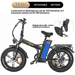EMOKO Vélo électrique pliant C94- batterie 48V 35Ah - Moteur 1500W (PIC) - Autonomie 140km - - SHIMANO 7 vitesses - Vitesse 50km/h pas cher