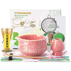 Vendos85 Set de cérémonie matcha rose 7 pièces avec bol et fouet 