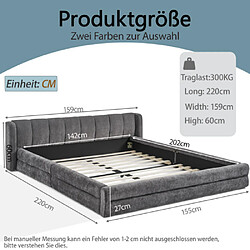 Avis modfu Lit adulte 140x200 cm, en tissu, gris foncé