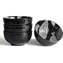 Vendos85 Bol à céréales en céramique 350 ml – léger et résistant noir poisson