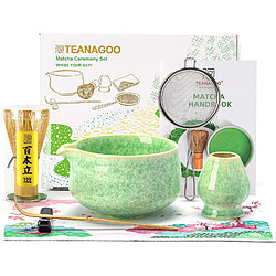 Vendos85 Set de cérémonie matcha vert 7 pièces avec bol et fouet vert