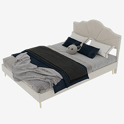 modfu Lit adulte 140x200 cm avec tête de lit, en tissu, beige pas cher