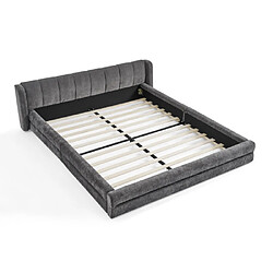 Acheter modfu Lit adulte 140x200 cm, en tissu, gris foncé