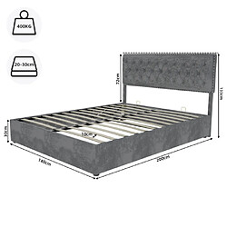 Avis modfu Lit coffre 140x200 cm avec tête de lit, en tissu, gris