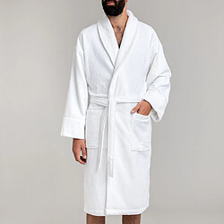 Cotton & Co Peignoir de bain uni en velours de coton col châle 450 gsm pas cher