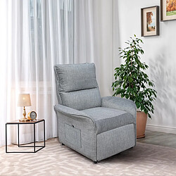 Pegane Fauteuil de relaxation inclinable électrique couleur gris clair - Longueur 80 x Hauteur 102 x Profondeur 71 cm