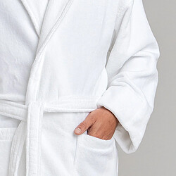Acheter Cotton & Co Peignoir de bain uni en velours de coton col châle 450 gsm