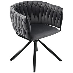 DZMDIP Chaise salle à manger - Lot de 4 - Velours gris - Pieds en métal - Design contemporain
