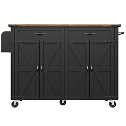 STILVORA Îlot de cuisine MDF Noir plateau extensible & 4 portes 140x73x93 cm