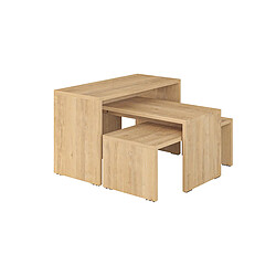 Pegane Lot de 3 Tables d'appoint gigognes, tables basses, tables multifonctions coloris Chêne différentes tailles