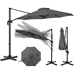 Vendos85 Parasol rond déporté 294 cm rotatif et inclinable – Gris
