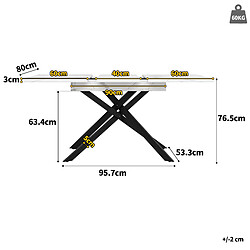 DZMDIP Table à Manger Extensible 120-160x80cm - Pieds Croisés Métal Noir - Mécanisme Télescopique Intelligent - Finition Marbre Blanc pas cher