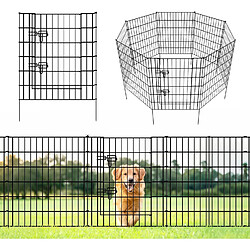 Vendos85 Clôture de jardin métal noir 5 panneaux 81x71 cm