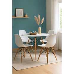 Avis Pegane Lot de 4 Chaise coloris blanc avec pieds couleur bois - Longueur 47 x Hauteur 80 x Profondeur 43 cm
