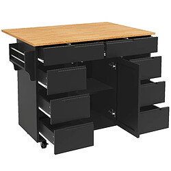 STILVORA Îlot de cuisine en Panneaux De Fibres 8 tiroirs rabattable 122x46x91,5cm