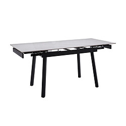 Pegane Table de salle à manger extensible avec plateau effet marbre blanc et pieds en métal noir - Longueur 120-180 x Profondeur 85 x Hauteur 77 cm