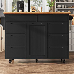 STILVORA Îlot de cuisine en Panneaux De Fibres 8 tiroirs rabattable 122x46x91,5cm