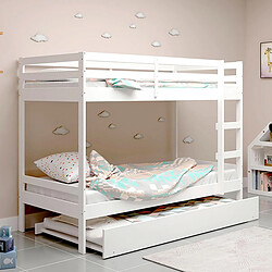 Acheter Pegane Tiroir de lit avec sommier à lattes 90 x 190 cm – Couchage d’appoint coloris blanc – À glisser sous le lit