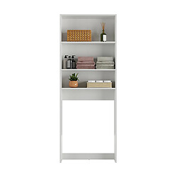 Avis Pegane Meuble de salle de bain/buanderie avec 2 portes centrales et étagères ouvertes coloris blanc - Longueur 70 x Hauteur 182 x Profondeur 21 cm