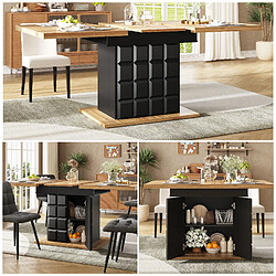 DZMDIP Table à Manger Extensible - 110-140cm - Noir - Rangement Intégré - 4 à 6 Personnes