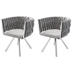 DZMDIP Chaise de salle à manger Lot de 2 - Velours gris+argenté - Pivotante - Métal