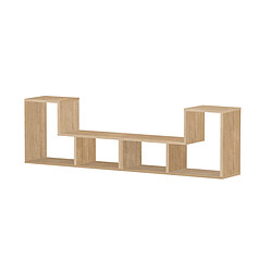 Pegane Ensemble de 2 meubles étagères modulables multifonction couleur chêne- Longueur 183 x Hauteur 54 x Profondeur 30 cm