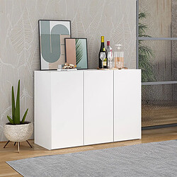 Pegane Buffet à 3 portes Meuble de rangement coloris Blanc - Longueur 90 x Hauteur 70 x Profondeur 32 cm