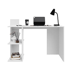 Acheter Pegane Bureau avec étagères Table d'odinateur Table de travail coloris blanc - Hauteur 91 x Longueur 122 x Profondeur 47