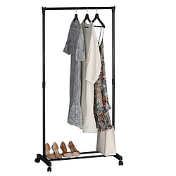 Pegane Portant à linge avec barres de suspension Porte-manteau sur pied à roulettes coloris noir - Longueur 77 x Hauteur 157 x Profondeur 41,5 cm