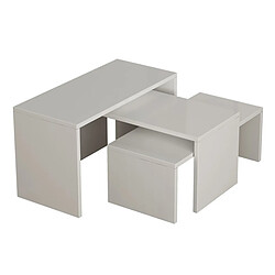 Pegane Lot de 3 Tables d'appoint gigognes, tables basses, tables multifonctions blanches différentes tailles