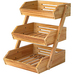 Vendos85 Panier à Fruits en Bois de Pin à 3 Niveaux