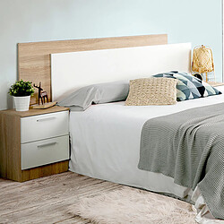 Pegane Tête de lit coloris chêne et blanc - Longueur 185 x Hauteur 50 x Profondeur 3 cm