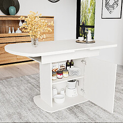 DZMDIP Table à manger extensible - L110/130 - 6 places - Blanc - Rectangulaire