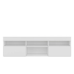 Pegane Meuble TV avec 4 étagères et 2 portes coloris Blanc - Longueur 175 x Hauteur 48 x Profondeur 35 cm