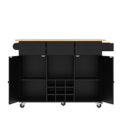 STILVORA Chariot de cuisine MDF Noir avec plateau rabattable & roulettes 104x39,5x91,5 cm