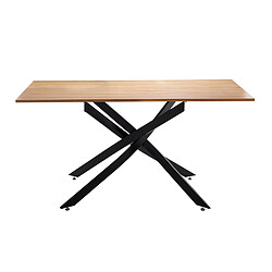Pegane Table de salle à manger avec plateau couleur cambrian et pieds en métal noir entrelacés - Longueur 160 x Hauteur 73 x Profondeur 90 cm