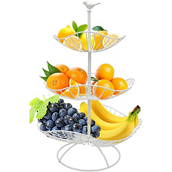 Vendos85 Panier à Fruits 3 Niveaux en Métal Blanc Multifonction