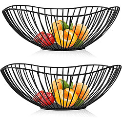 Vendos85 Corbeille à Fruits en Fil Métallique Noir – Grande Capacité