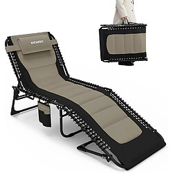 Vendos85 Chaise longue pliable 5 positions avec oreiller